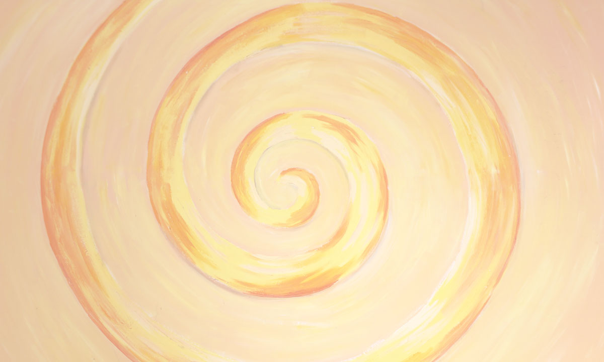 Gemalte Spirale mit Begriffen aus der physiotherapeutischen Arbeit